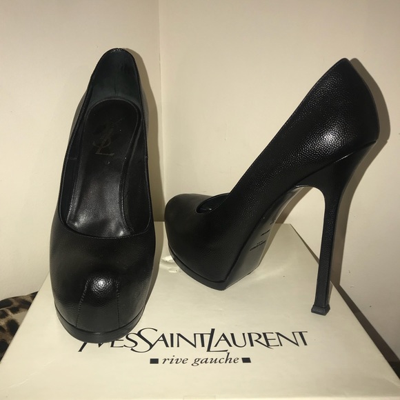 100% Authentic YSL Tribtoo pebble leather black 7US - Picture 3 of 5